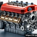 자동차정비 필기시험 최신 기출문제 분석 - A highly detailed, realistic cutaway illustration of a modern internal combustion engine showing pis...